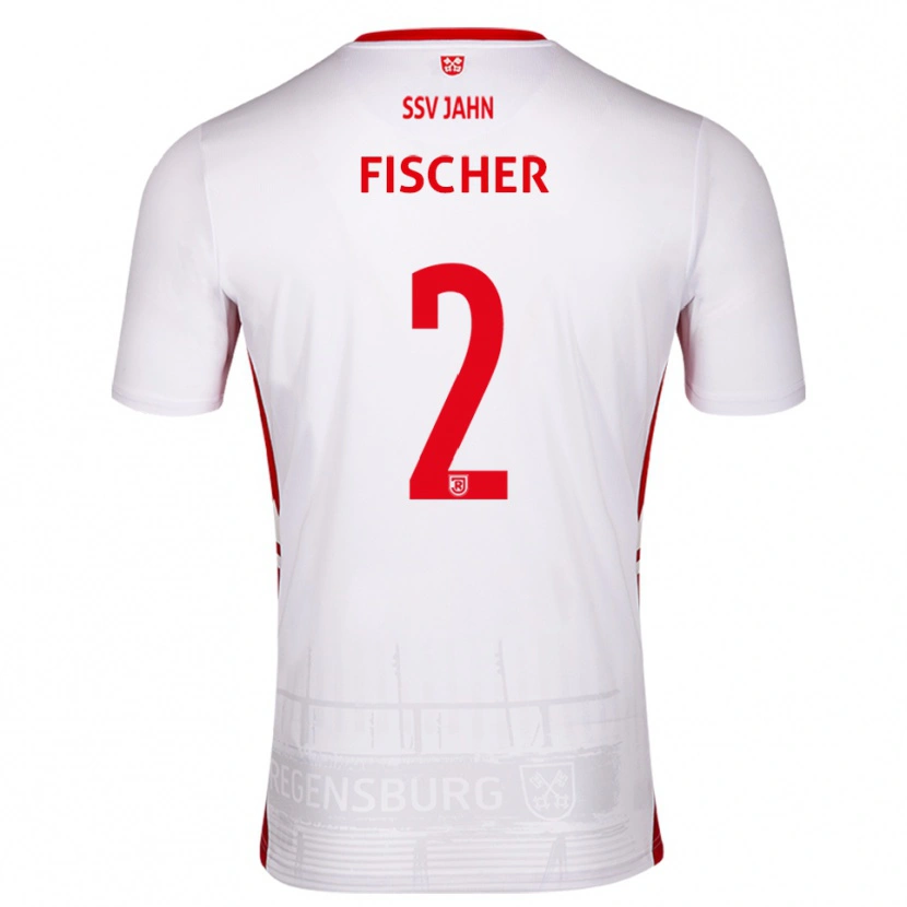 Danxen Homme Maillot Florian Fischer #2 Blanc Rouge Tenues Domicile 2025/26 T-Shirt