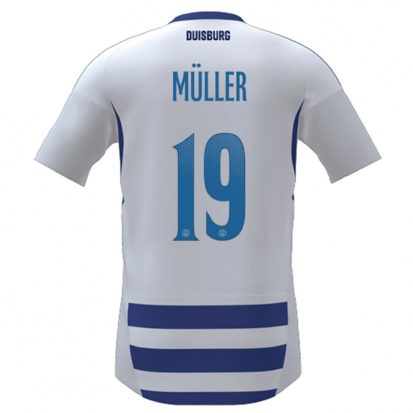 Danxen Homme Maillot Leon Müller #19 Blanc Bleu Tenues Domicile 2025/26 T-Shirt
