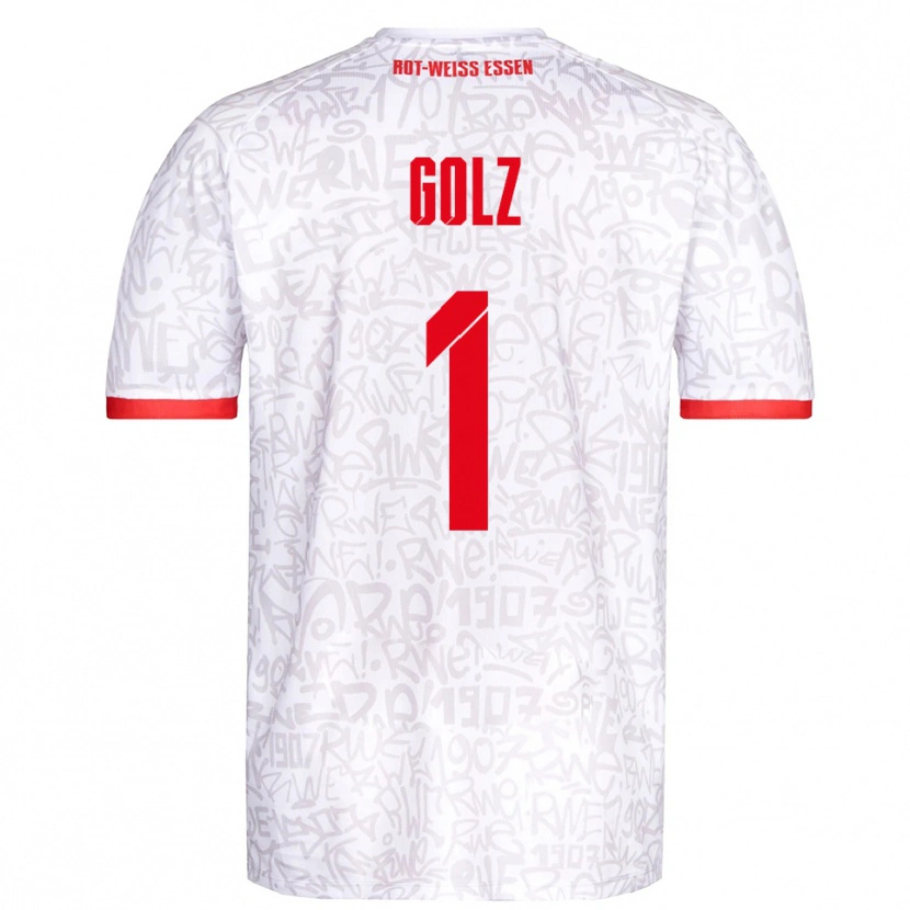 Danxen Homme Maillot Jakob Golz #1 Blanc Rouge Tenues Domicile 2025/26 T-Shirt