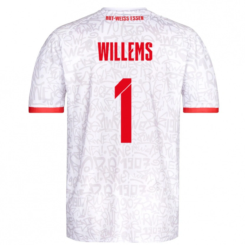 Danxen Homme Maillot Leon Willems #1 Blanc Rouge Tenues Domicile 2025/26 T-Shirt