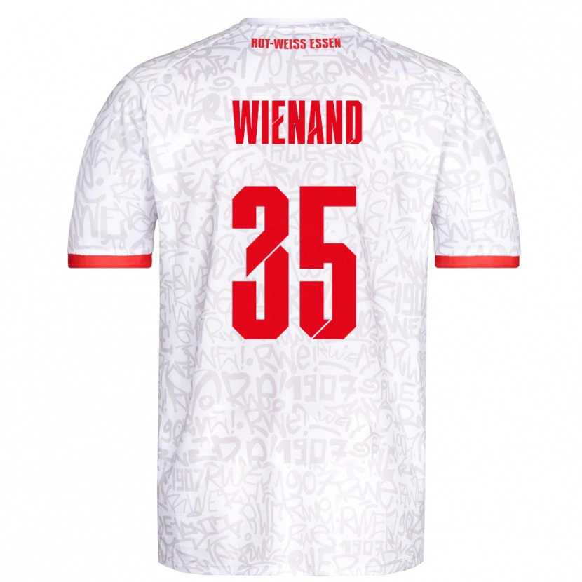 Danxen Homme Maillot Felix Wienand #35 Blanc Rouge Tenues Domicile 2025/26 T-Shirt