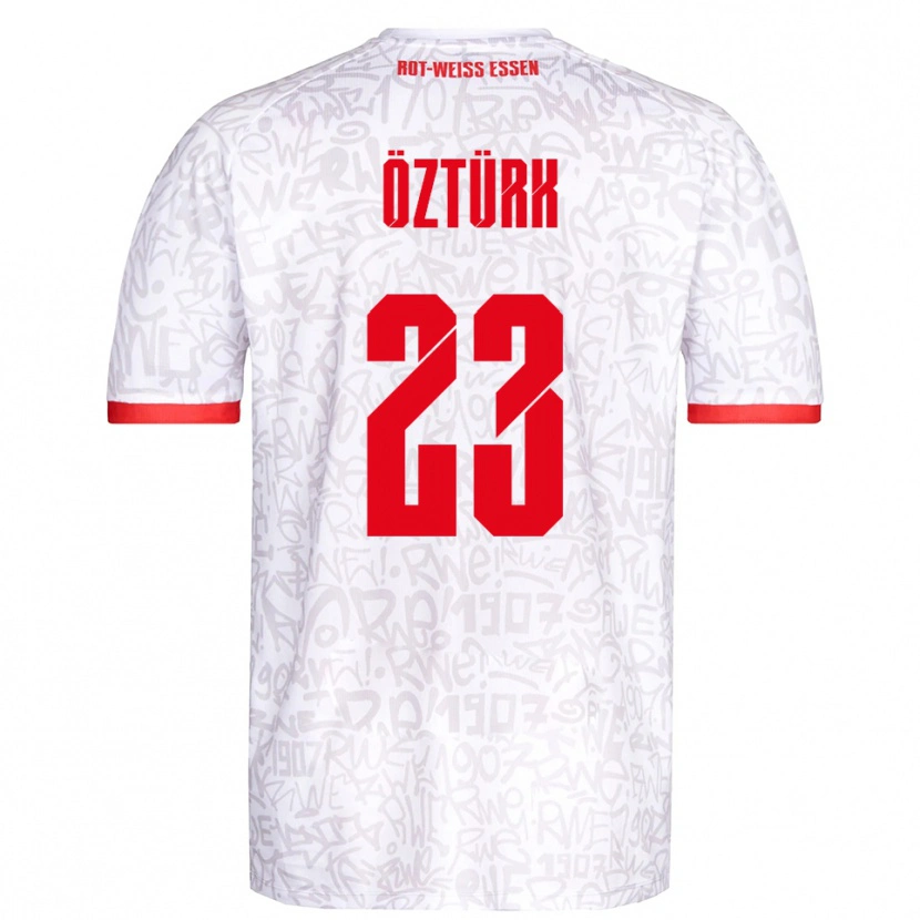 Danxen Homme Maillot Efehan Öztürk #23 Blanc Rouge Tenues Domicile 2025/26 T-Shirt