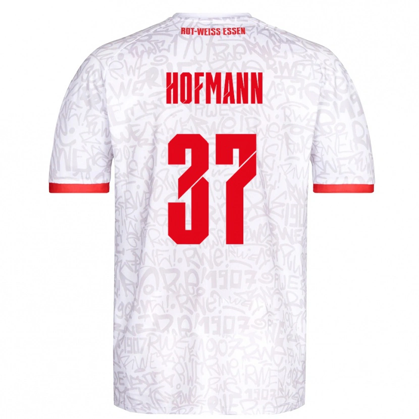 Danxen Homme Maillot Jannik Hofmann #37 Blanc Rouge Tenues Domicile 2025/26 T-Shirt