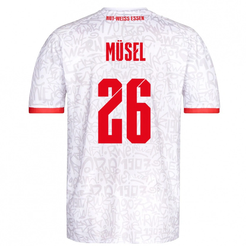 Danxen Homme Maillot Torben Müsel #26 Blanc Rouge Tenues Domicile 2025/26 T-Shirt