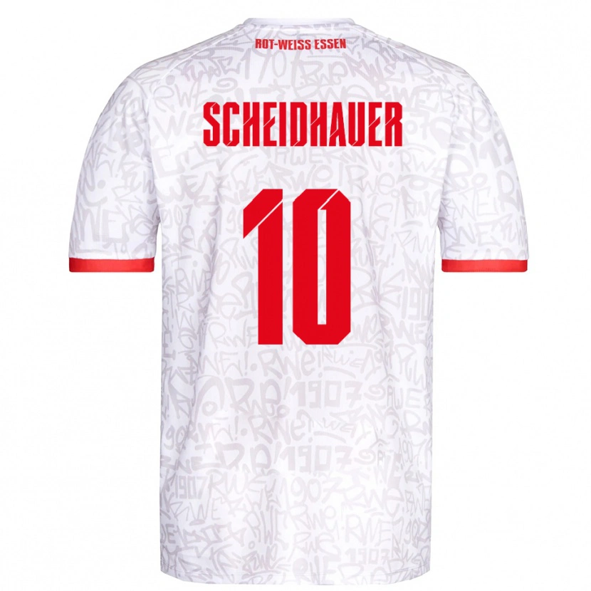 Danxen Homme Maillot Leon Scheidhauer #10 Blanc Rouge Tenues Domicile 2025/26 T-Shirt
