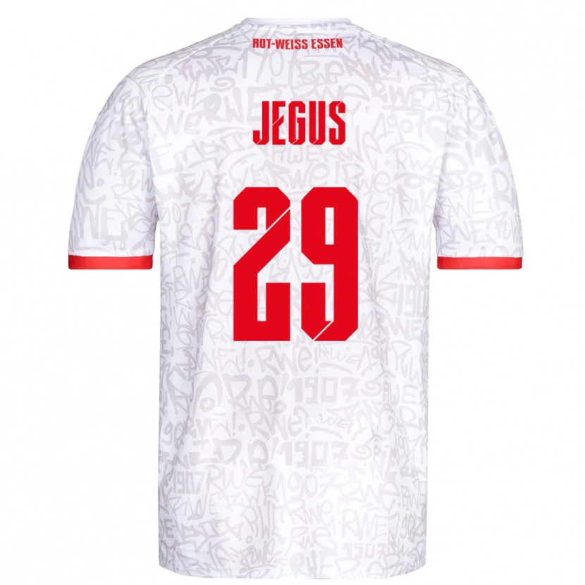Danxen Homme Maillot Leonard Jegus #29 Blanc Rouge Tenues Domicile 2025/26 T-Shirt