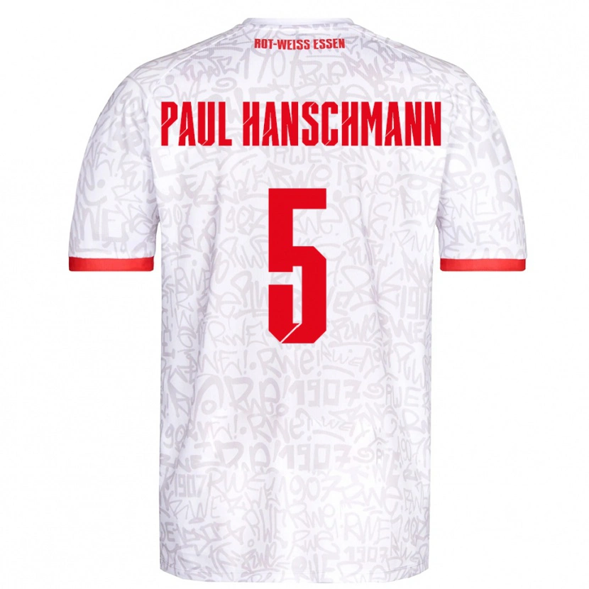 Danxen Homme Maillot Theodor Paul Hanschmann #5 Blanc Rouge Tenues Domicile 2025/26 T-Shirt