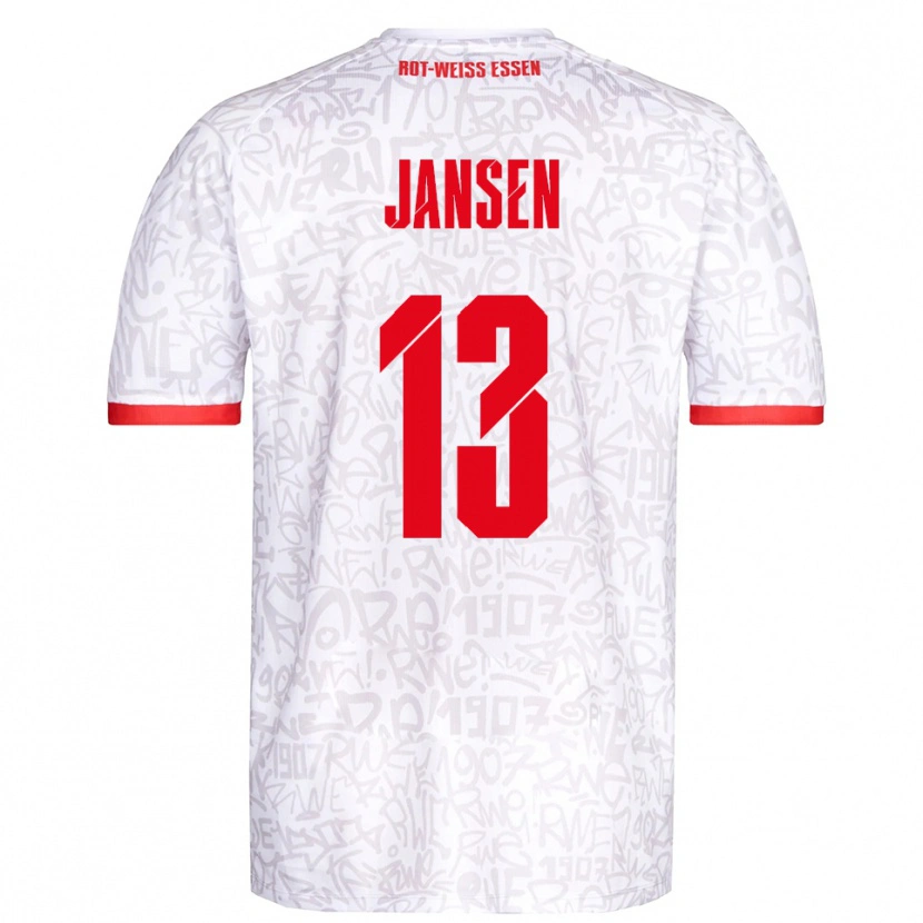 Danxen Homme Maillot Joshua Jansen #13 Blanc Rouge Tenues Domicile 2025/26 T-Shirt