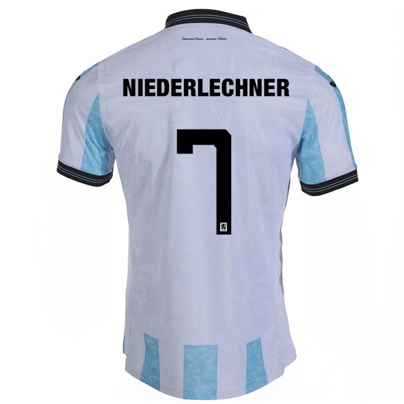 Danxen Homme Maillot Florian Niederlechner #7 Blanc Bleu Ciel Tenues Domicile 2025/26 T-Shirt
