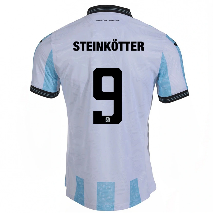Danxen Homme Maillot Justin Steinkötter #9 Blanc Bleu Ciel Tenues Domicile 2025/26 T-Shirt