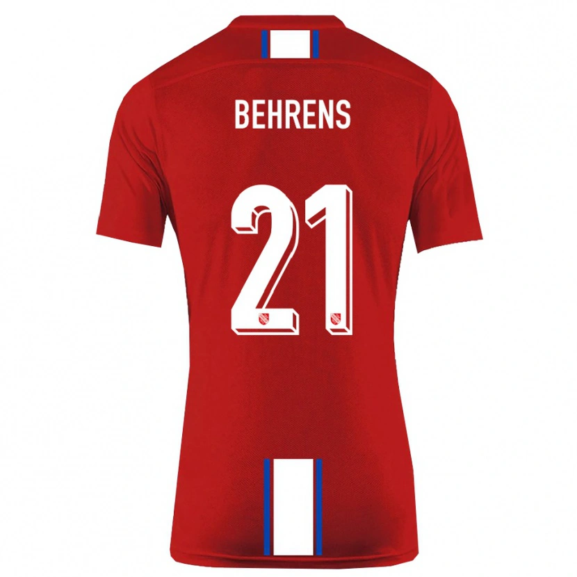 Danxen Homme Maillot Irichad Behrens #21 Rouge Blanc Tenues Domicile 2025/26 T-Shirt
