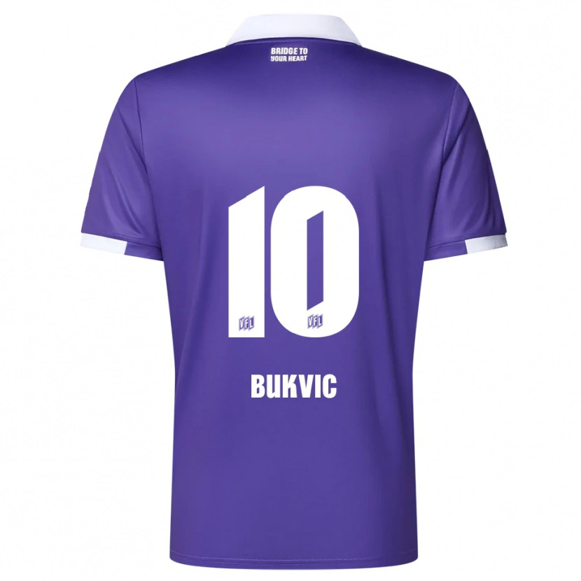 Danxen Homme Maillot Adem Bukvic #10 Violet Blanc Tenues Domicile 2025/26 T-Shirt