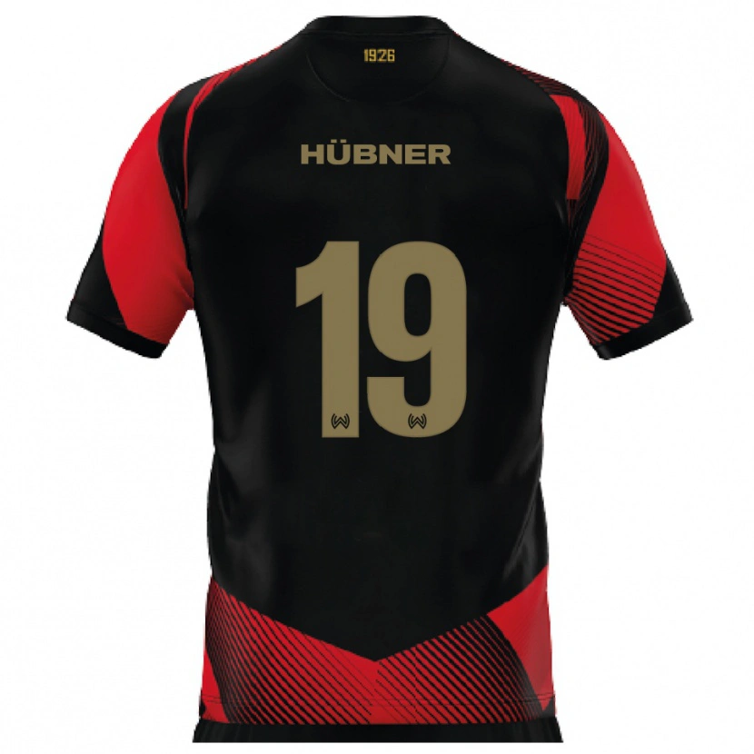 Danxen Homme Maillot Florian Hübner #19 Noir Rouge Tenues Domicile 2025/26 T-Shirt