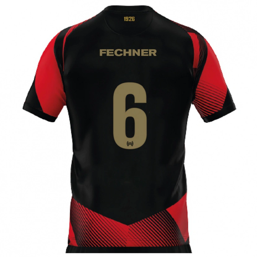 Danxen Homme Maillot Gino Fechner #6 Noir Rouge Tenues Domicile 2025/26 T-Shirt