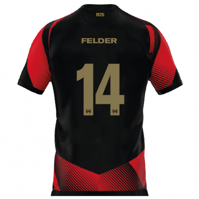 Danxen Homme Maillot Mohamed Felder #14 Noir Rouge Tenues Domicile 2025/26 T-Shirt