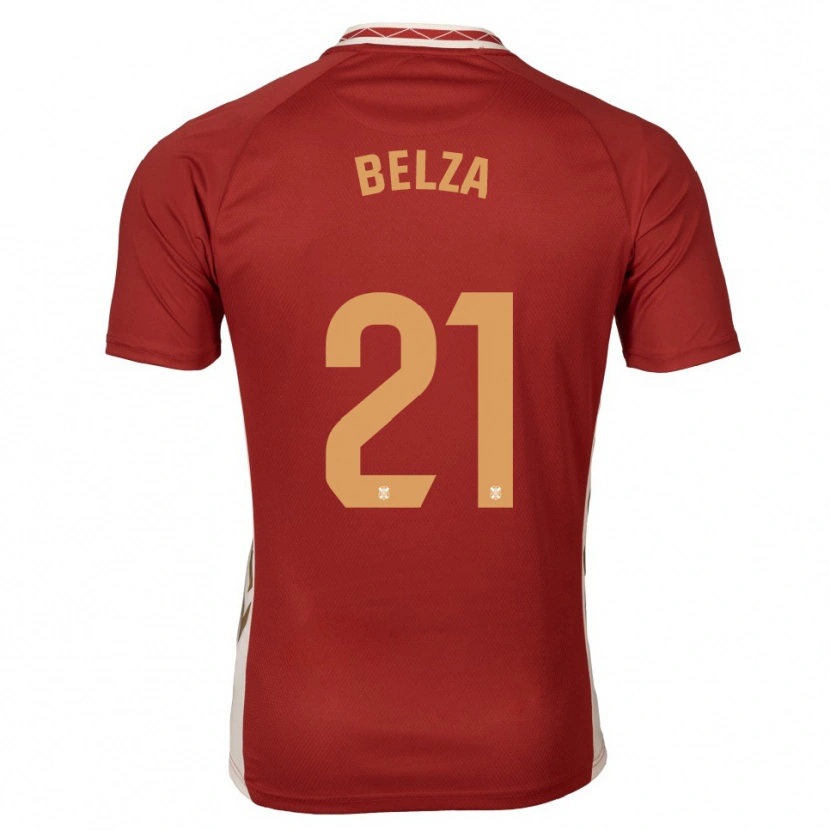 Danxen Homme Maillot Jesús Belza #21 Bourgogne Doré Tenues Extérieur 2025/26 T-Shirt