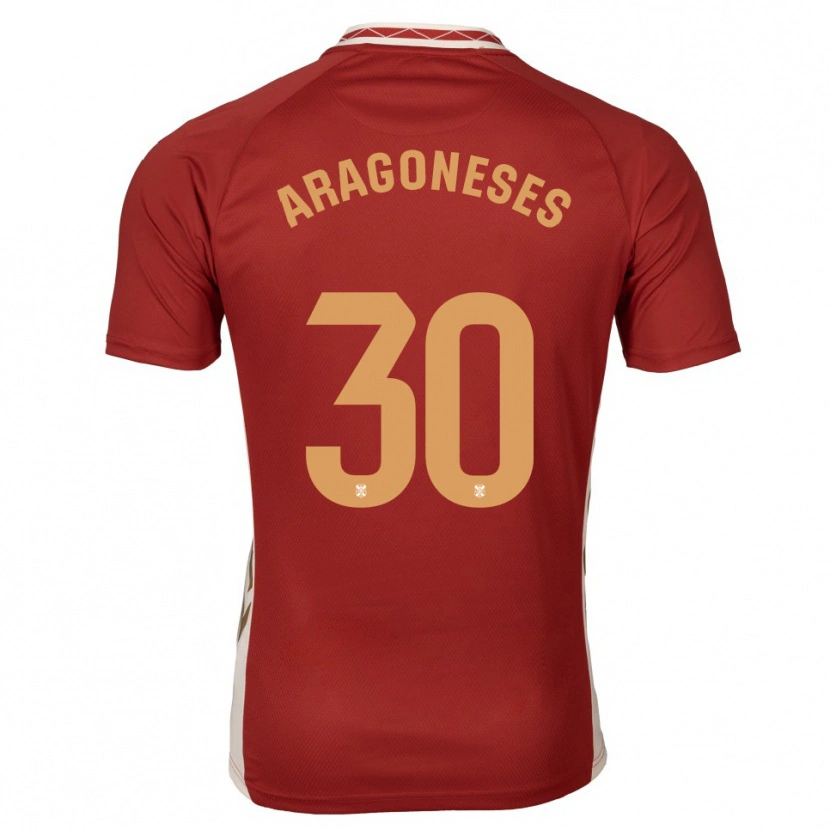 Danxen Homme Maillot Sergio Aragoneses #30 Bourgogne Doré Tenues Extérieur 2025/26 T-Shirt