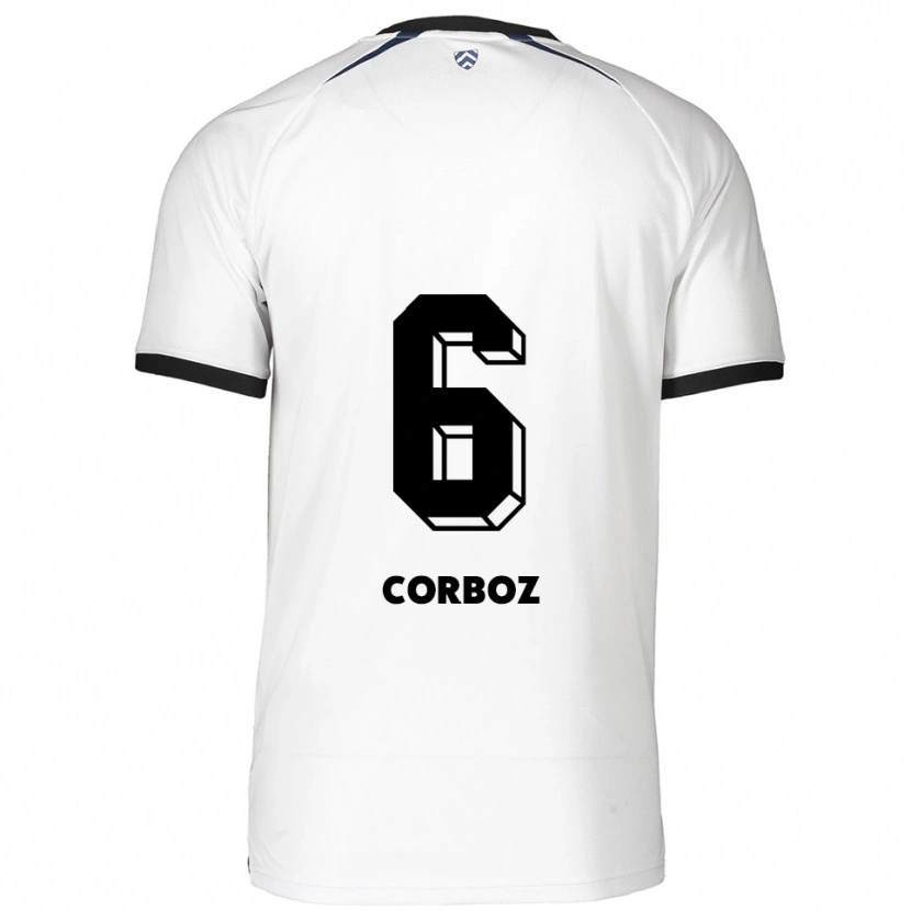 Danxen Homme Maillot Mael Corboz #6 Blanc Noir Tenues Extérieur 2025/26 T-Shirt