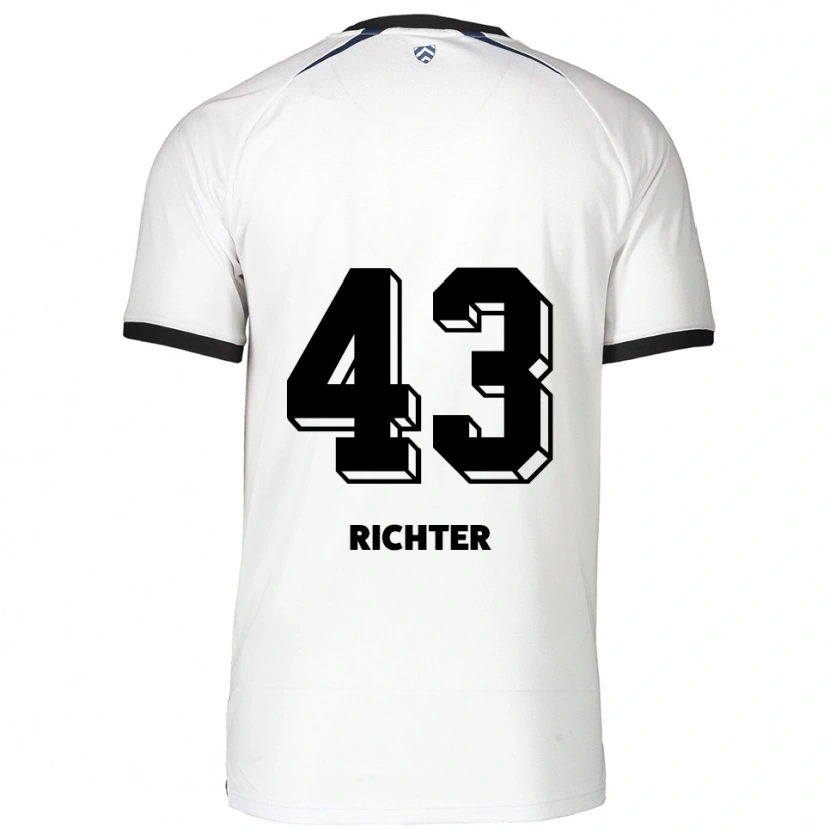 Danxen Homme Maillot Daniel Richter #43 Blanc Noir Tenues Extérieur 2025/26 T-Shirt