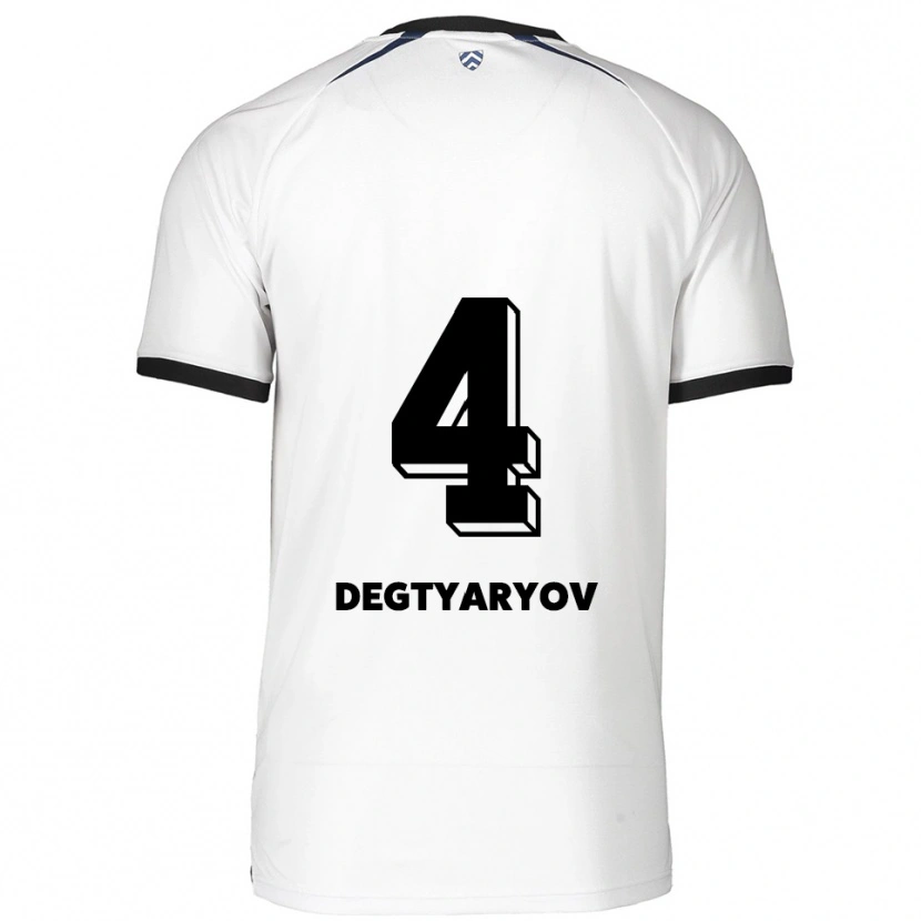 Danxen Homme Maillot Volodymyr Degtyaryov #4 Blanc Noir Tenues Extérieur 2025/26 T-Shirt