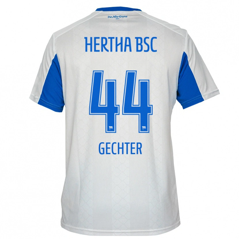 Danxen Homme Maillot Linus Gechter #44 Blanc Bleu Tenues Extérieur 2025/26 T-Shirt