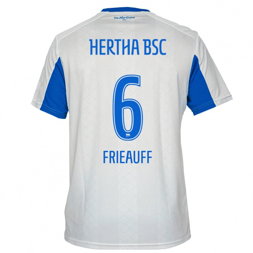 Danxen Homme Maillot Elina Frieauff #6 Blanc Bleu Tenues Extérieur 2025/26 T-Shirt