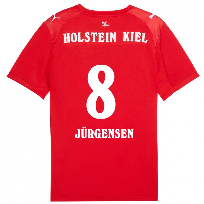 Danxen Homme Maillot Ronja Jürgensen #8 Rouge Bleu Tenues Extérieur 2025/26 T-Shirt