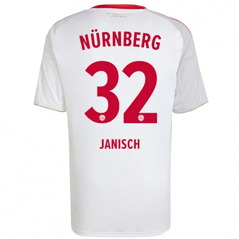 Danxen Homme Maillot Tim Janisch #32 Blanc Rouge Tenues Extérieur 2025/26 T-Shirt