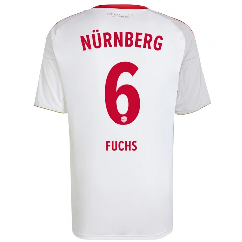 Danxen Homme Maillot Pascal Fuchs #6 Blanc Rouge Tenues Extérieur 2025/26 T-Shirt