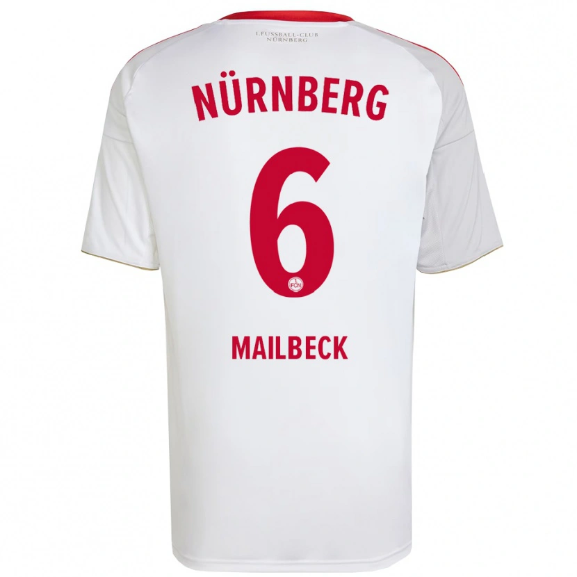 Danxen Homme Maillot Alina Mailbeck #6 Blanc Rouge Tenues Extérieur 2025/26 T-Shirt