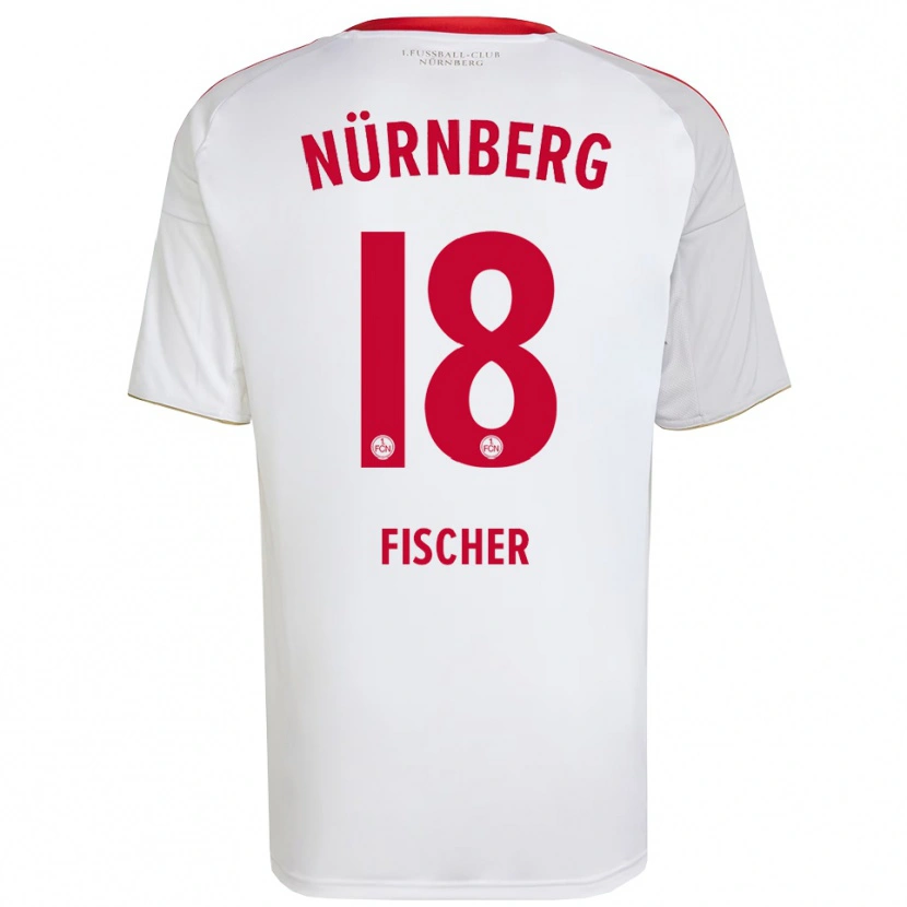 Danxen Homme Maillot Jonas Fischer #18 Blanc Rouge Tenues Extérieur 2025/26 T-Shirt