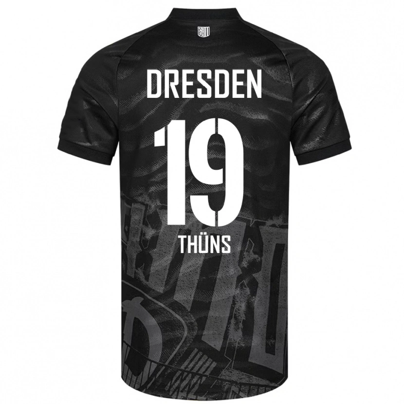 Danxen Homme Maillot Louis Thüns #19 Noir Gris Tenues Extérieur 2025/26 T-Shirt