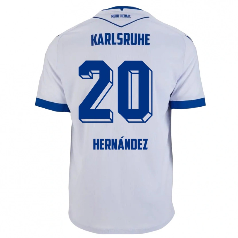 Danxen Homme Maillot Marco Hernández #20 Blanc Bleu Tenues Extérieur 2025/26 T-Shirt