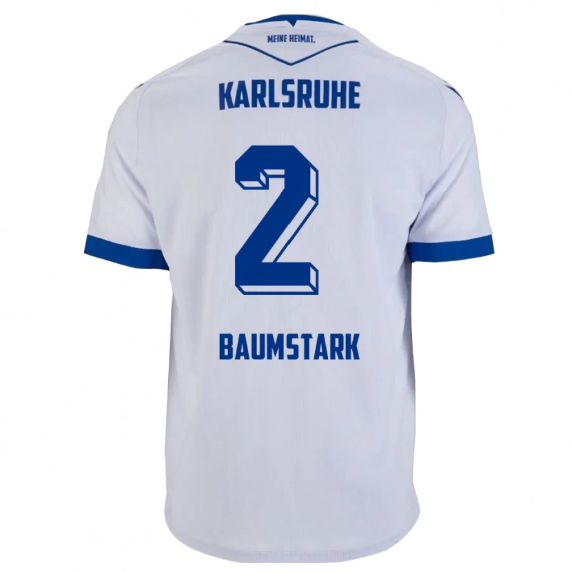 Danxen Homme Maillot Max Baumstark #2 Blanc Bleu Tenues Extérieur 2025/26 T-Shirt
