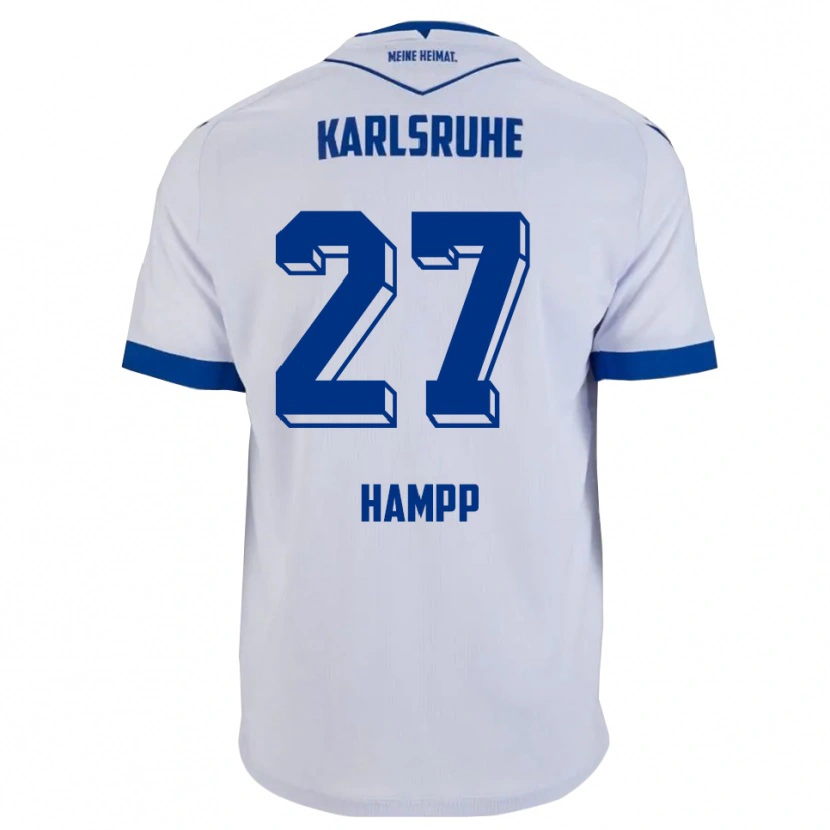 Danxen Homme Maillot Noah Hampp #27 Blanc Bleu Tenues Extérieur 2025/26 T-Shirt