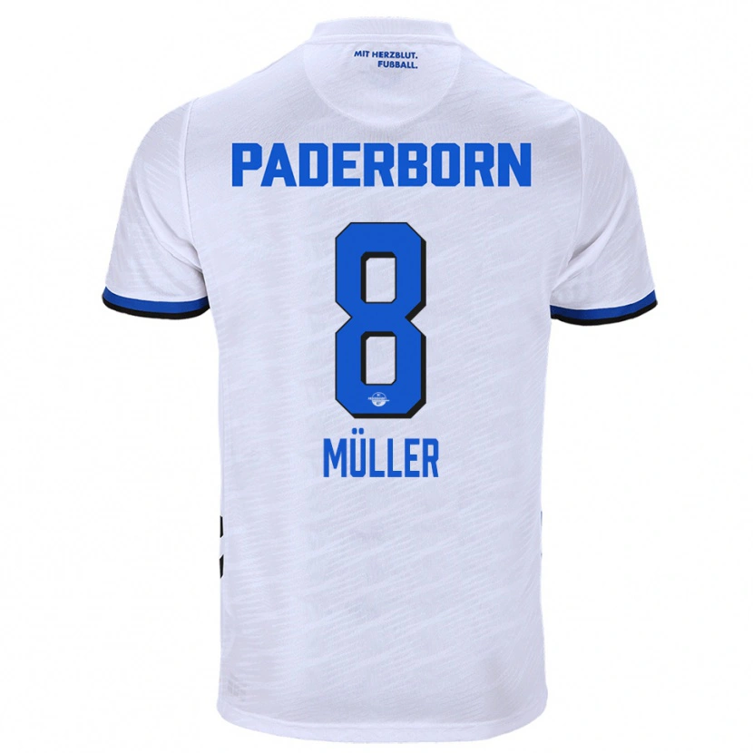 Danxen Homme Maillot Carlos Müller #8 Blanc Bleu Tenues Extérieur 2025/26 T-Shirt