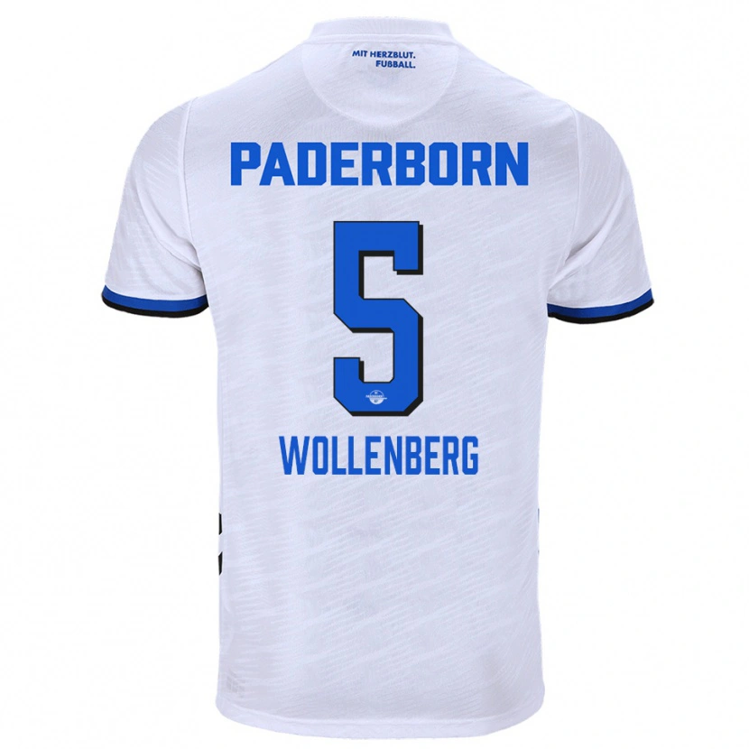 Danxen Homme Maillot Paul Wollenberg #5 Blanc Bleu Tenues Extérieur 2025/26 T-Shirt