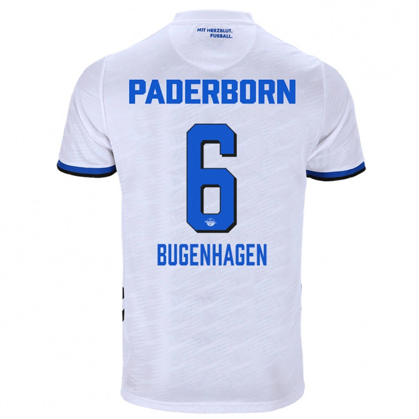 Danxen Homme Maillot Julius Bugenhagen #6 Blanc Bleu Tenues Extérieur 2025/26 T-Shirt