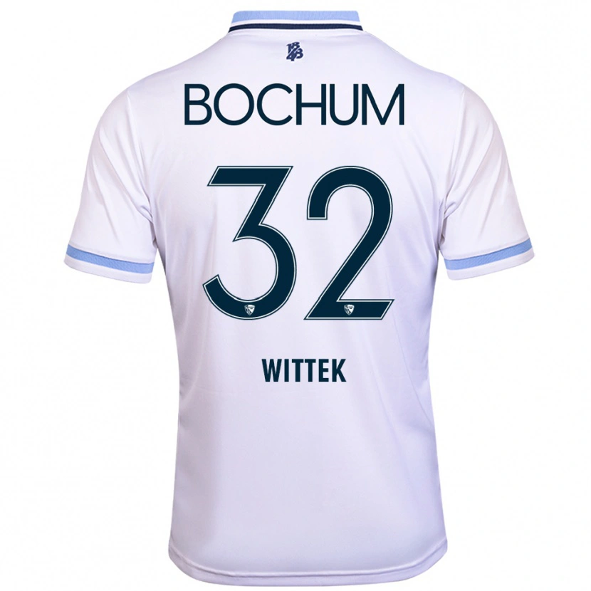 Danxen Homme Maillot Maximilian Wittek #32 Blanc Bleu Ciel Tenues Extérieur 2025/26 T-Shirt