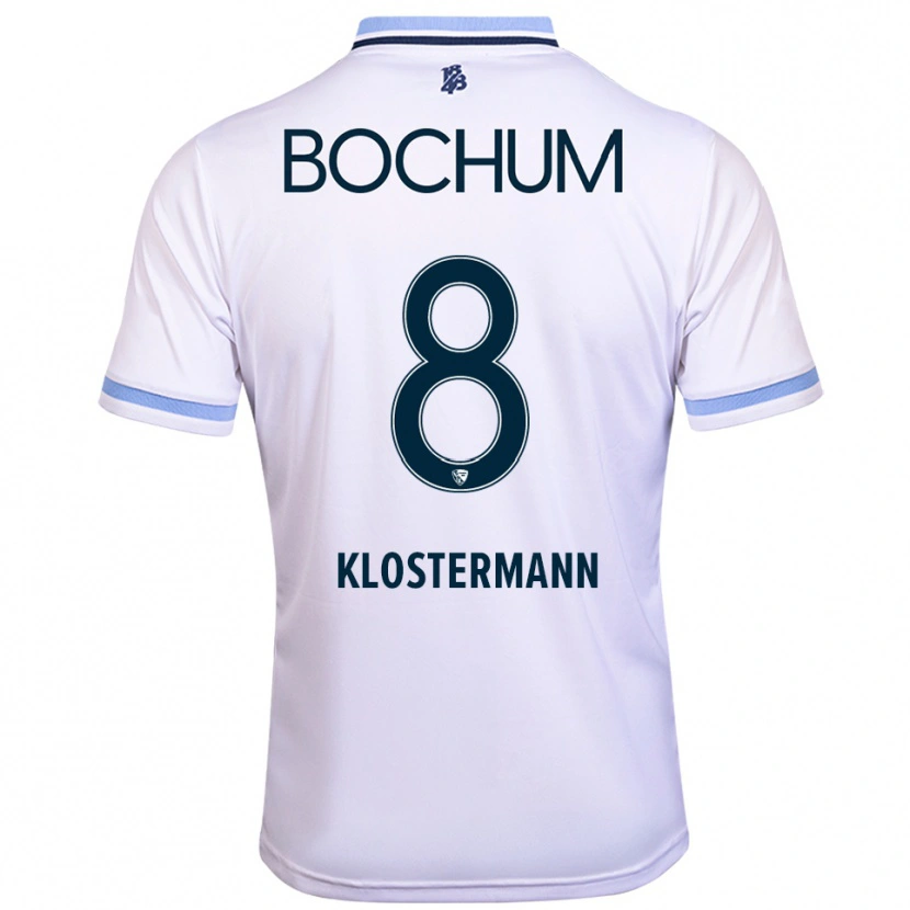 Danxen Homme Maillot Michelle Klostermann #8 Blanc Bleu Ciel Tenues Extérieur 2025/26 T-Shirt