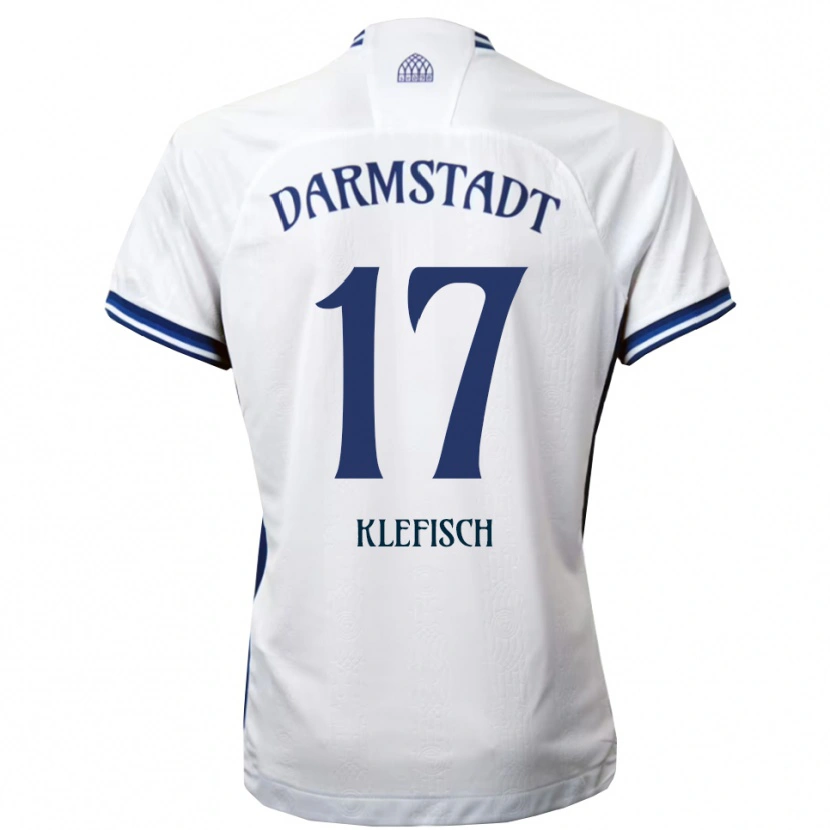 Danxen Homme Maillot Kai Klefisch #17 Blanc Bleu Tenues Extérieur 2025/26 T-Shirt