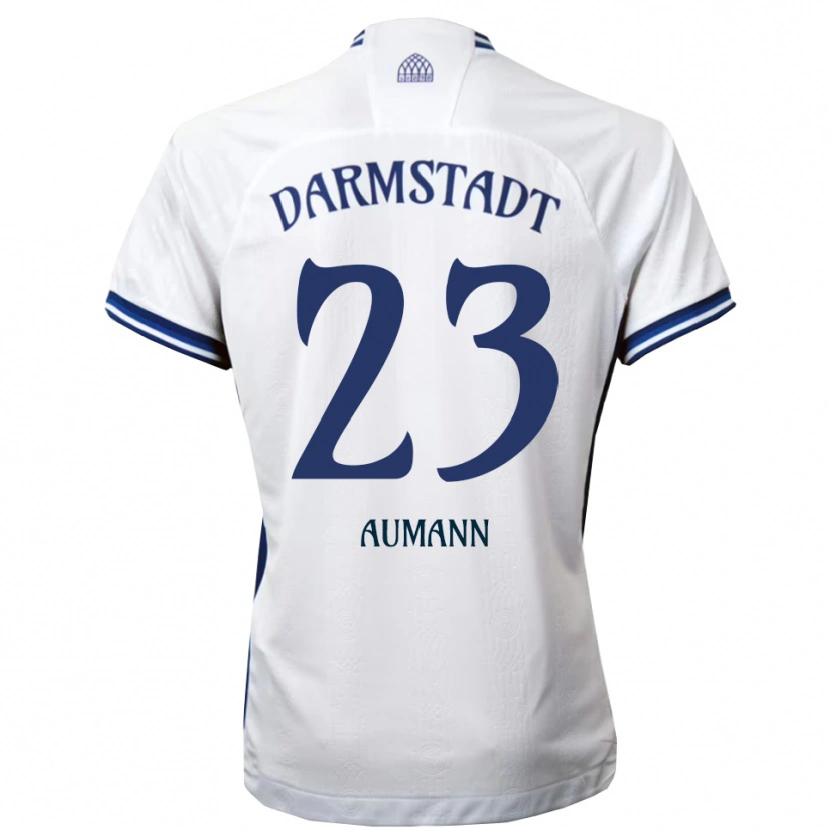Danxen Homme Maillot Emil Aumann #23 Blanc Bleu Tenues Extérieur 2025/26 T-Shirt