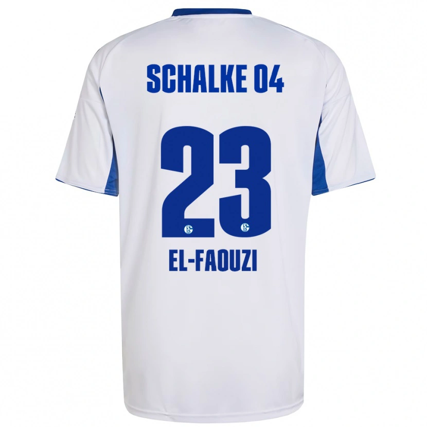 Danxen Homme Maillot Soufiane El-Faouzi #23 Blanc Bleu Tenues Extérieur 2025/26 T-Shirt