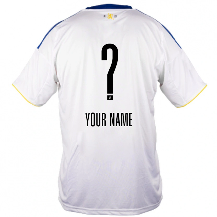 Danxen Homme Maillot Votre Nom #0 Blanc Bleu Jaune Tenues Extérieur 2025/26 T-Shirt