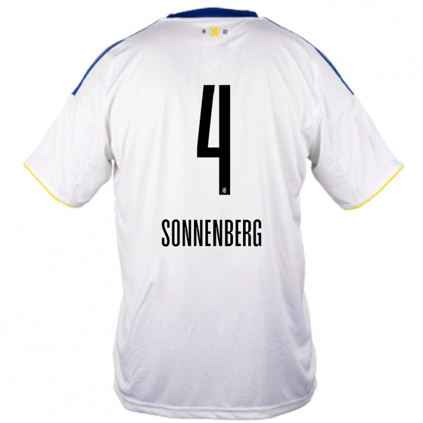 Danxen Homme Maillot Sven Sonnenberg #4 Blanc Bleu Jaune Tenues Extérieur 2025/26 T-Shirt