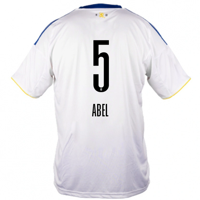 Danxen Homme Maillot Andris Abel #5 Blanc Bleu Jaune Tenues Extérieur 2025/26 T-Shirt