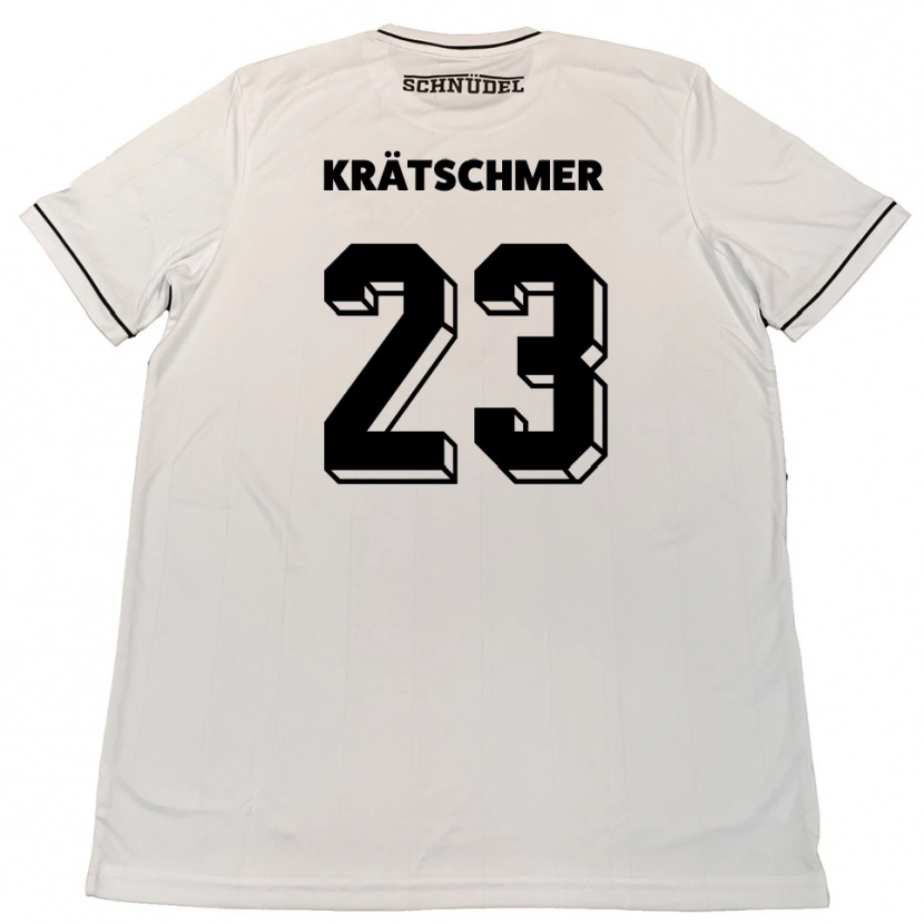 Danxen Homme Maillot Pius Krätschmer #23 Blanc Noir Tenues Extérieur 2025/26 T-Shirt