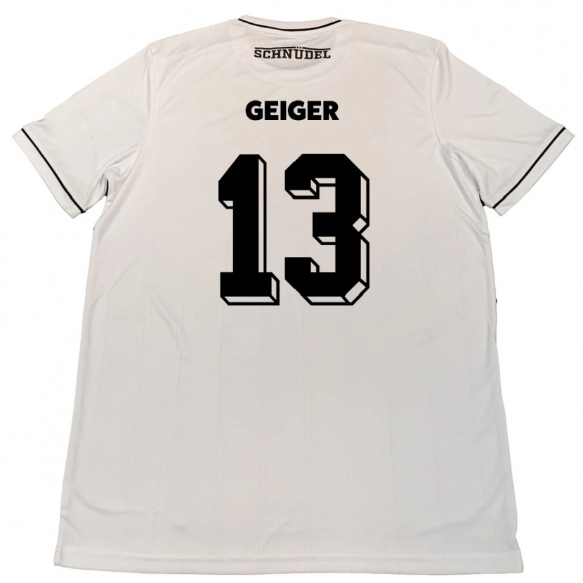 Danxen Homme Maillot Luca Geiger #13 Blanc Noir Tenues Extérieur 2025/26 T-Shirt