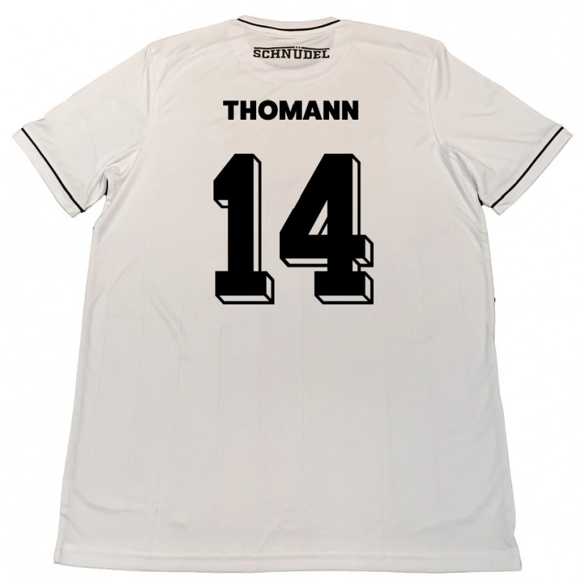 Danxen Homme Maillot Martin Thomann #14 Blanc Noir Tenues Extérieur 2025/26 T-Shirt
