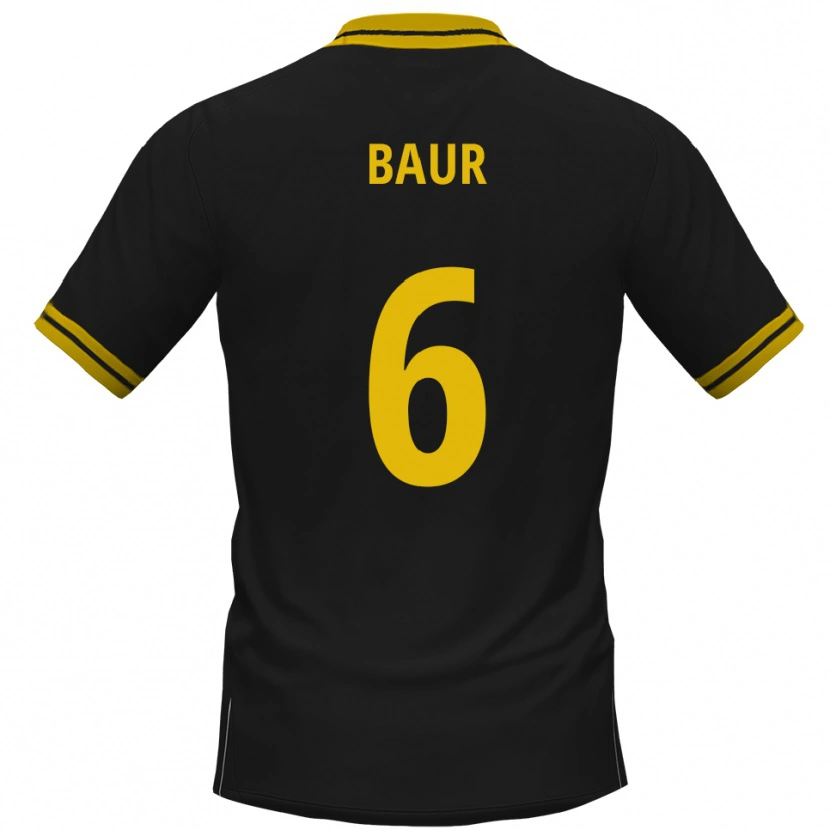 Danxen Homme Maillot Mauro Baur #6 Noir Jaune Tenues Extérieur 2025/26 T-Shirt